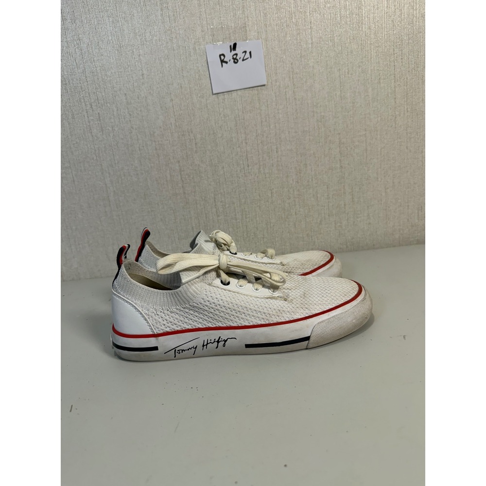 Tommy Hilfiger Gessie Womens White Knit Lace Up Sneakers Size 6.5M TWGESSIE